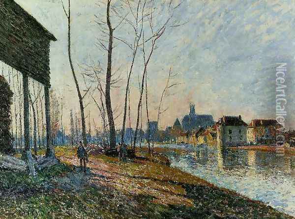A February Morning at Moret-sur-Loing Oil Painting - Alfred Sisley