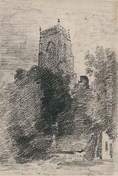 The tower of St. Michael's, Framlingham, Suffolk Oil Painting - John Constable