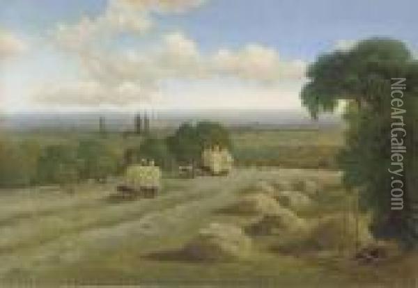 Harvest Time, Hampstead Oil Painting - Edmund John Niemann, Snr.