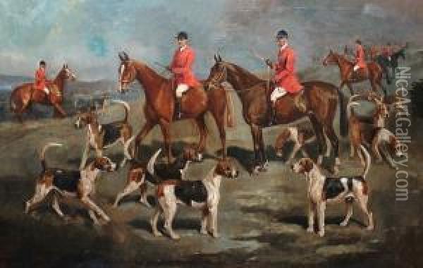 The Croome Hunt 1925-26 Oil Painting - Cuthbert Bradley