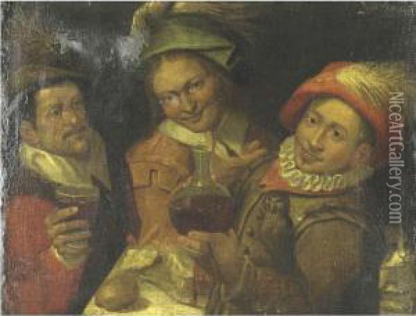 Three Men Making Merry Oil Painting - Bartolomeo Passarotti