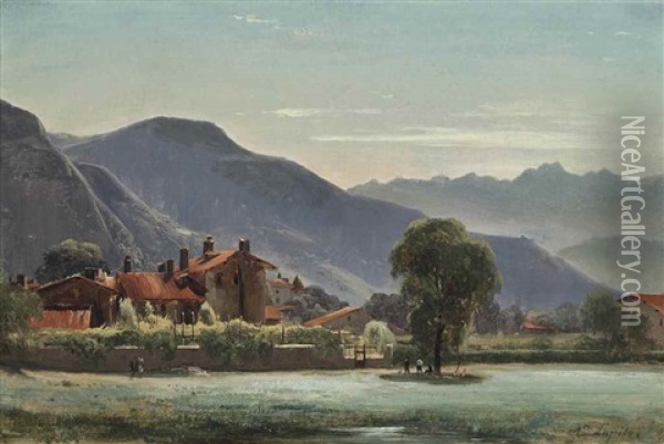 A Village In The Mountains Oil Painting - Louis Auguste Lapito