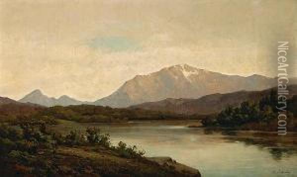 A River Landscape Oil Painting - Carl Von Perbandt