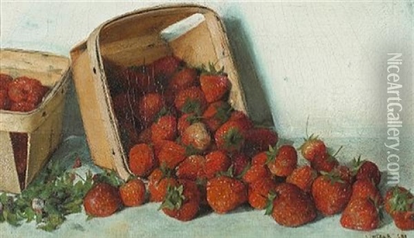 A Punnet Of Strawberries Oil Painting - Joseph Decker