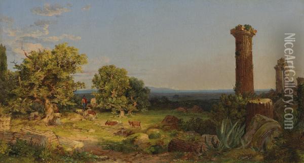 Italian Landscape Oil Painting - Jasper Francis Cropsey