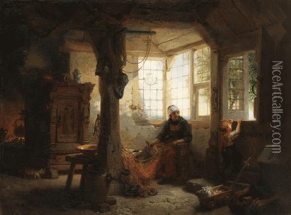 Blankeneser Fischerstube Oil Painting - Johann Martin Gensler