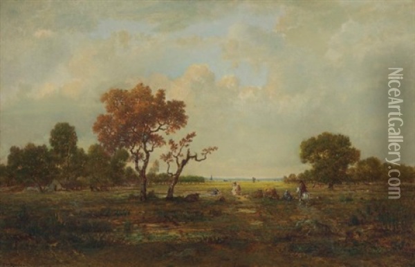 La Plaine De Chailly Pres De Fontainebleau Oil Painting - Theodore Rousseau