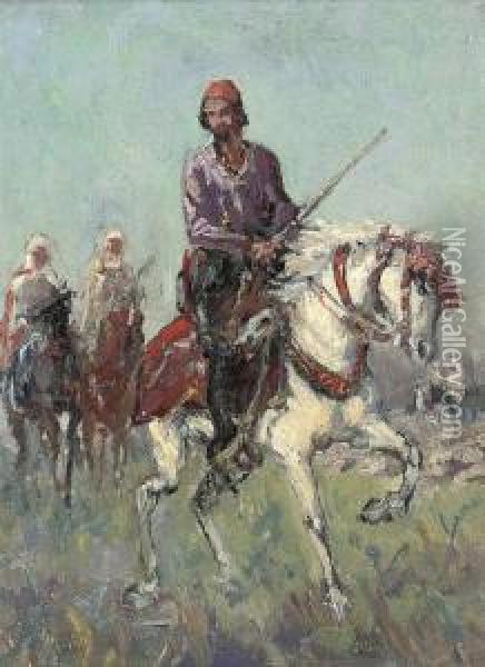 An Arab Warrior Oil Painting - E. Rousseau