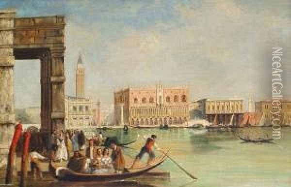 On The Gondola, Venice Oil Painting - Samuel Pritchett