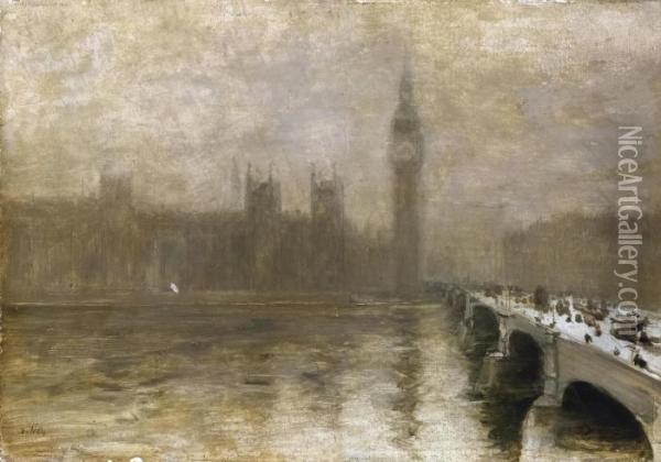 Londra, Il Ponte Di Westminster Oil Painting - Giuseppe de Nittis