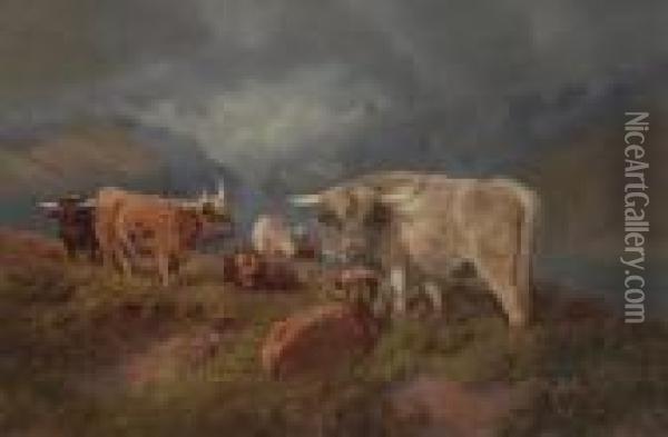 Highland Cattle Oil Painting - William Arnold Woodhouse