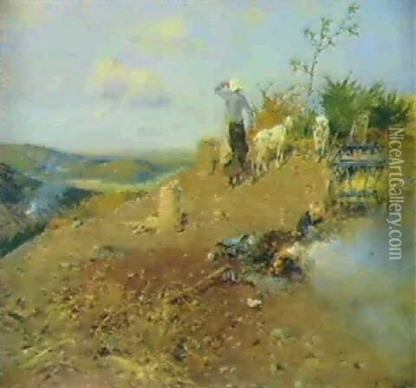 Auf Dem Michelsberg Oil Painting - Hugo Muehlig