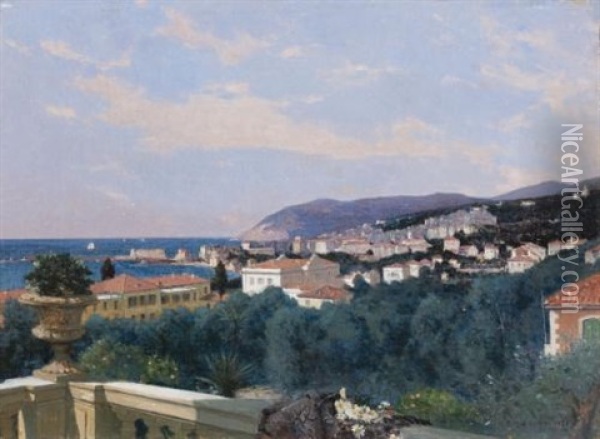 San Remo, De La Terrasse De Louis Ormond (san Remo, From The Terrace Of Louis Ormond) Oil Painting - Francois-Louis-David Bocion