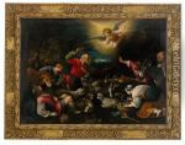 Herdarnas Tillbedjan Oil Painting - Jacopo Bassano (Jacopo da Ponte)