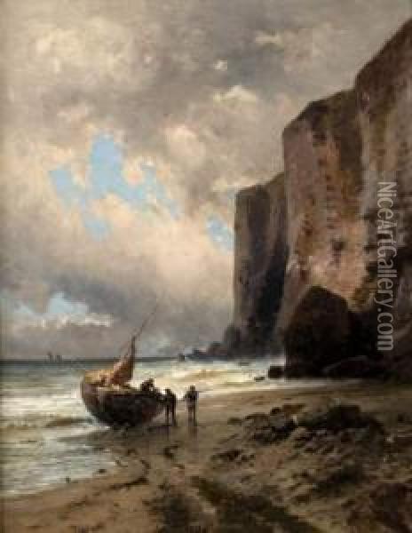 Barque Sur La Plage Oil Painting - Alfred Godchaux