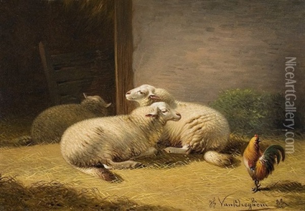 Schafe Im Stall Oil Painting - Jacob Van Dieghem