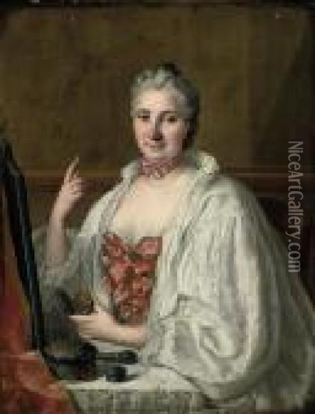 Portrait Of A Lady Traditionally Identified As Anne De La Grange-trianon (1632-1707) Oil Painting - Francois-Hubert Drouais