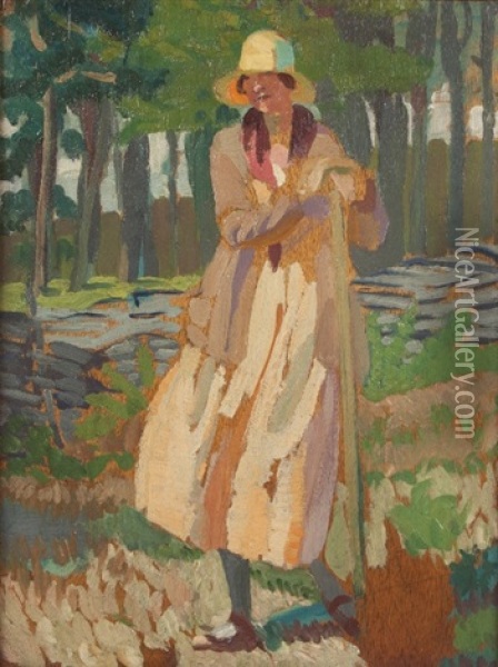 Lyndra In The Woods Oil Painting - Derwent Lees