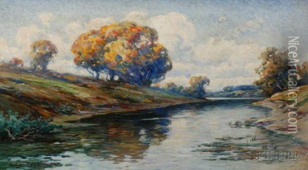Autumn River Oil Painting - Olof Jonas Grafstrom