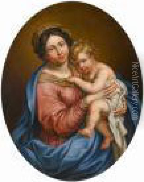 The Madonna And Child Oil Painting - Pierre Le Romain I Mignard