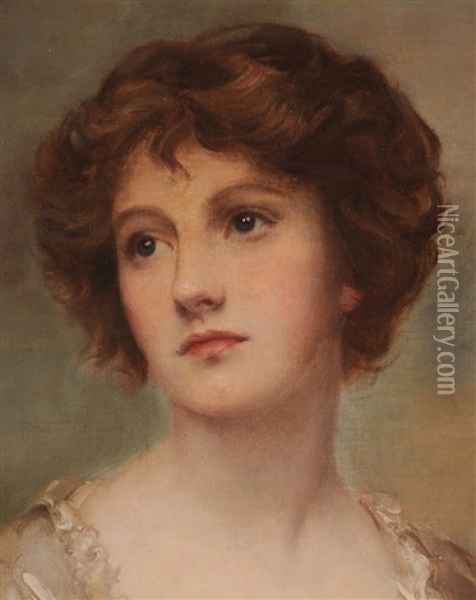 Portrait Of Woman Looking Right Oil Painting - John Hanson Walker