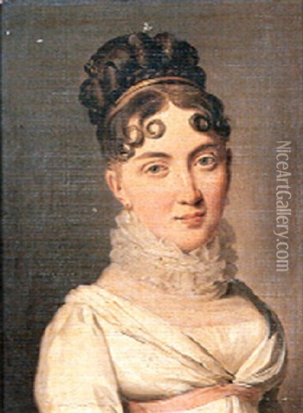 Portrait De Jeune Femme A La Collerette De Dentelle Oil Painting - Louis Leopold Boilly