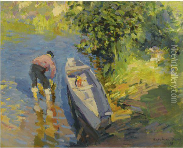 The Boat Oil Painting - Konstantin Alexeievitch Korovin
