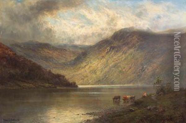 The Head Of Loch Lomond Oil Painting - Alfred de Breanski