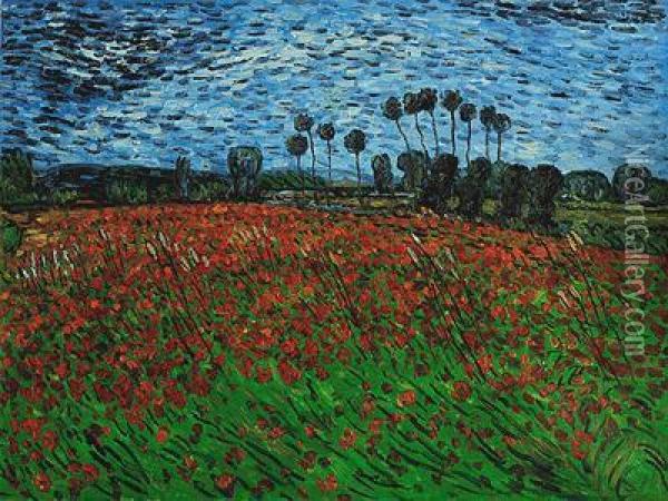Field Of Poppies Oil Painting - Vincent Van Gogh