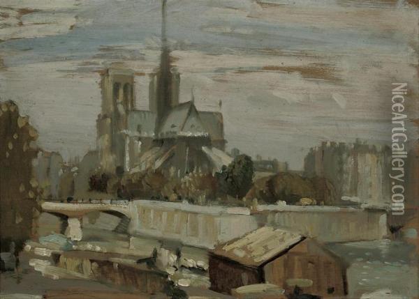 Notre Dame From The Left Bank Oil Painting - Philip Wilson Steer