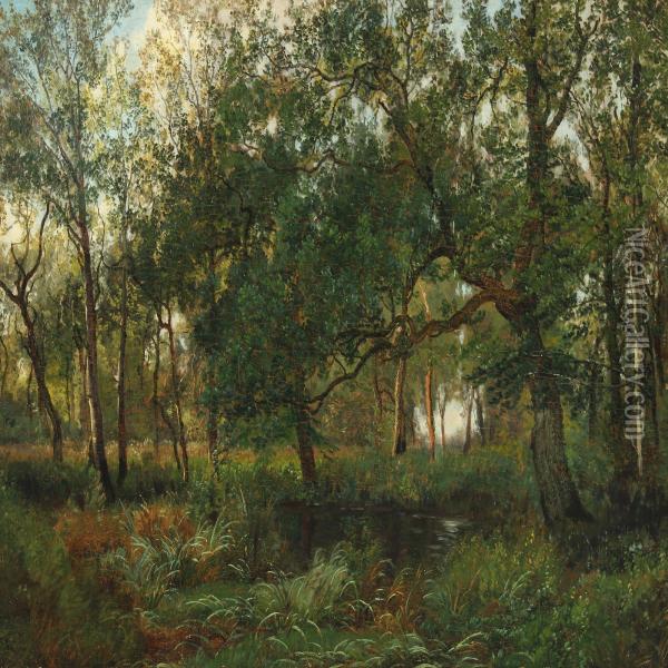 Woodland Scene Oil Painting - Janus Andreas La Cour
