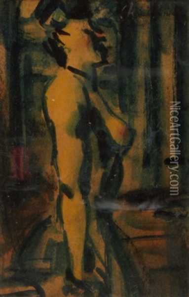 Weiblicher Akt Im Profil Oil Painting - Leon Bonhomme
