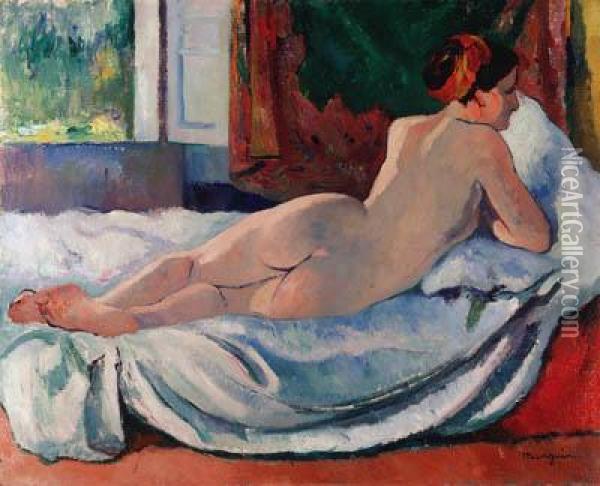 Nu Au Turban Rouge, Jeanne Oil Painting - Henri Charles Manguin