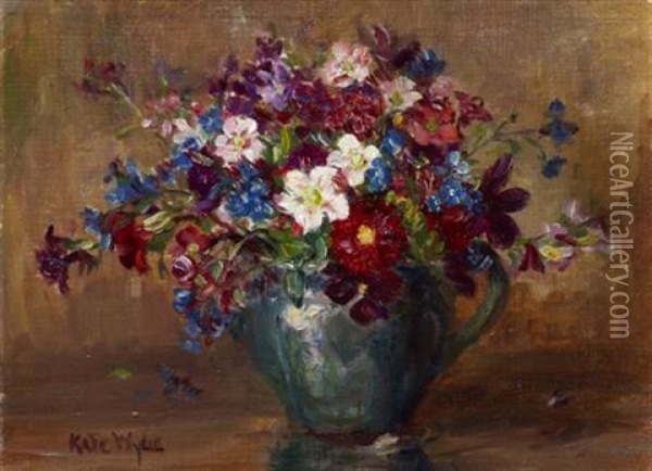 Summer Flowers In A Green Jug Oil Painting - Kate Wylie