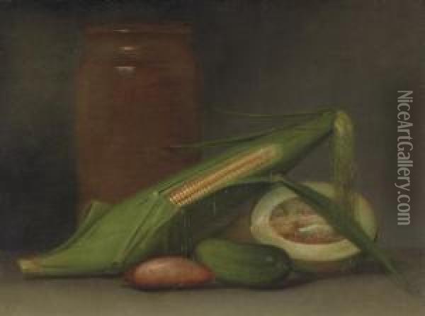 Corn And Cantaloupe Oil Painting - Raphaelle Peale