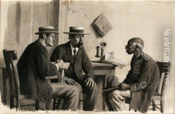 Told Em I Was A Nigger At Huston Brothers Mill Oil Painting - Arthur Burdett Frost Sr.