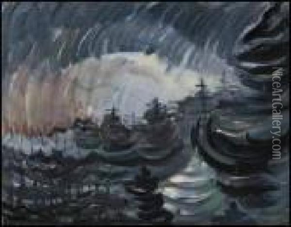 Storm Over Grey Forest Oil Painting - Emily M. Carr
