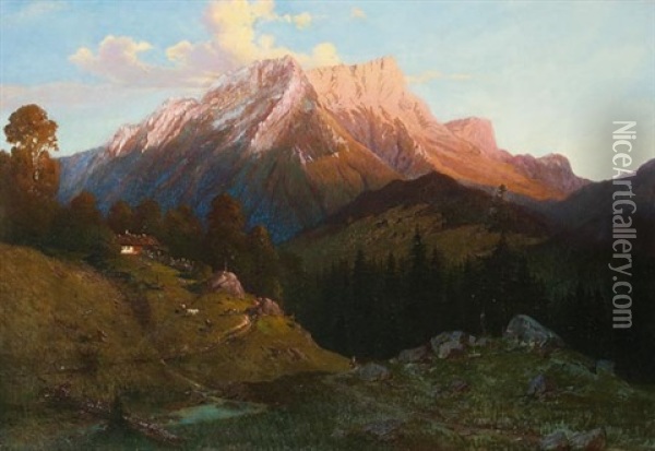 Alpenansicht Oil Painting - Ferdinand Feldhuetter