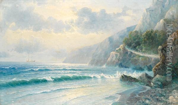 Waves Lapping At The Shore Oil Painting - Grigorij Kapustin