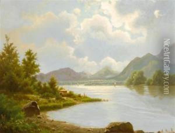 Landscape With Lake Oil Painting - Anton Pick