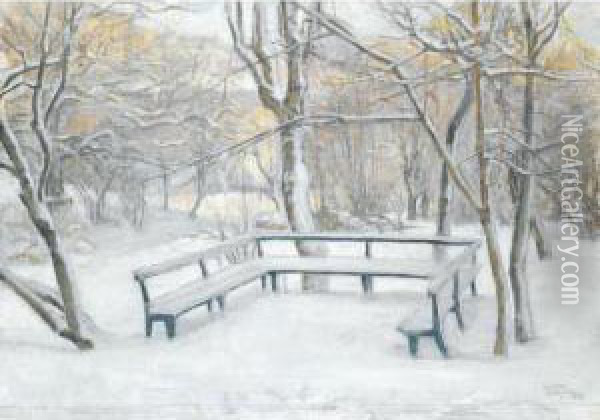 Nedsnogad Bank (snow Covered Bench) Oil Painting - Prince Eugen Of Sweden