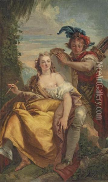 Angelica And Medoro Oil Painting - Giovanni Domenico Tiepolo