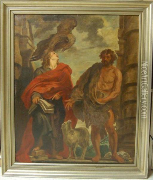 Hll. 
Johannes Evangelist Und Johannes D.t. Oil Painting - Sir Anthony Van Dyck