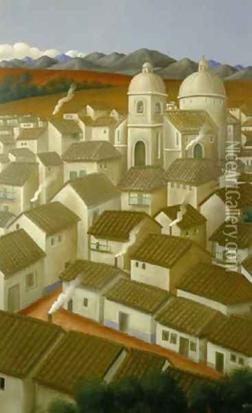 A Town Un Pueblo Oil Painting - Fernando Botero