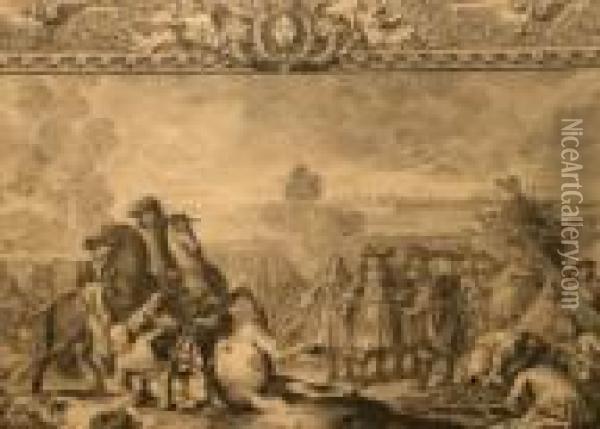 Siege De Douay 1667... Oil Painting - Sebastien Jacques Leclerc Des Gobelins
