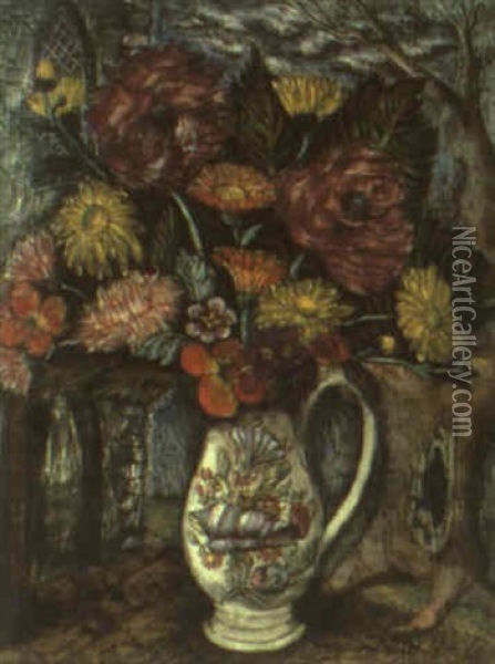 A 'gothick' Flower Picture Oil Painting - Denton Welch