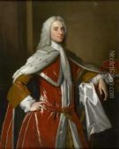 Three Quarter Length Portrait Of James Ogilvy , 5th Earl Offindlater Oil Painting - Allan Ramsay