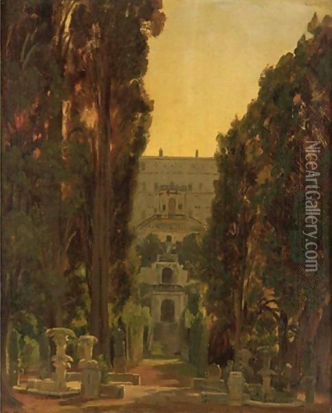 Villa Desta, Tivoli Oil Painting - Thomas Worthington Whittredge