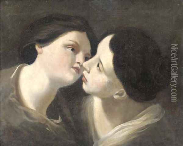 Two nymphs Oil Painting - Giovanni Francesco Romanelli
