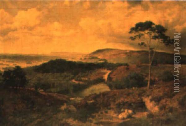 View At Holmbury Hill, With Coneyhurst And Blackdown In The Distance Oil Painting - Charles Collins II